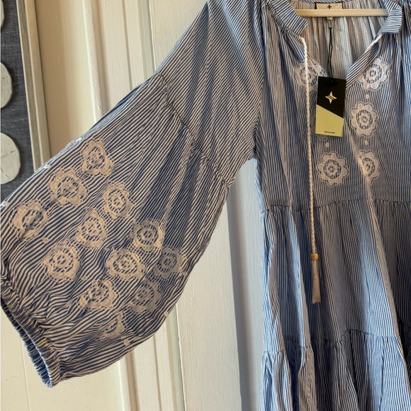 NWT! Tuckernuck Beach Embroidered Nautical Stripe Sea Breeze Coverup - Picture 5 of 7